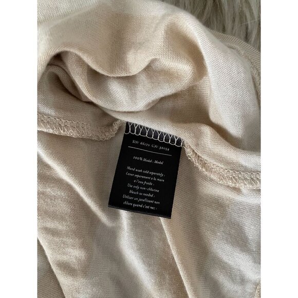 Anthropolgie Deletta XS Beige Striped Modal Top With Unique Twist Front Y2K - Picture 4 of 5